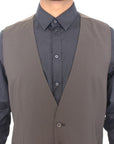 Dolce & Gabbana Elegant Brown Striped Wool Dress Vest