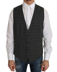 Dolce & Gabbana Elegant Checkered Wool Vest for the Urbane Man