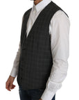 Dolce & Gabbana Elegant Checkered Wool Vest for the Urbane Man
