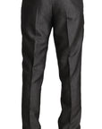 Dolce & Gabbana Elegant Patterned Gray Wool Blend Trousers