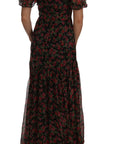 Dolce & Gabbana Elegant Floral A-Line Silk Dress