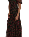 Dolce & Gabbana Elegant Floral A-Line Silk Dress