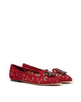 Dolce & Gabbana Red Viscose Flat Shoe
