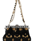 Dolce & Gabbana Black Tassel Gold Baroque Crystal Evening Clutch