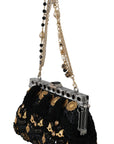 Dolce & Gabbana Black Tassel Gold Baroque Crystal Evening Clutch