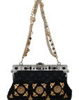 Dolce & Gabbana Black Tassel Gold Baroque Crystal Evening Clutch