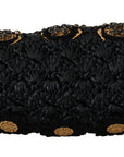 Dolce & Gabbana Black Tassel Gold Baroque Crystal Evening Clutch