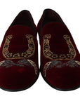 Dolce & Gabbana Bordeaux Velvet Sequined Men's Loafers