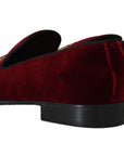 Dolce & Gabbana Bordeaux Velvet Sequined Men's Loafers