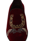 Dolce & Gabbana Bordeaux Velvet Sequined Men's Loafers
