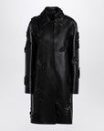 Valentino Valentino Black leather coat with embroidery