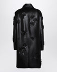 Valentino Valentino Black leather coat with embroidery
