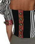 Dolce & Gabbana Elegant Cropped Corset Top with Crystal Buttons