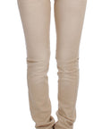 Cavalli Beige Cotton Stretch Slim Fit Jeans