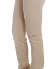 Cavalli Beige Cotton Stretch Slim Fit Jeans