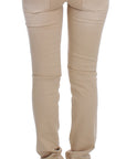 Cavalli Beige Cotton Stretch Slim Fit Jeans