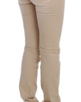 Cavalli Beige Cotton Stretch Slim Fit Jeans