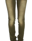 Cavalli Green Slim Fit Cotton Stretch Jeans