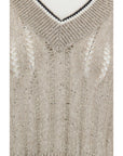 Brunello Cucinelli Openwork knit design Vest with sequins