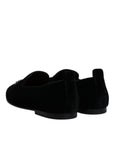 Dolce & Gabbana Black Velvet Crystal Crown Loafers Formal Dress Shoes