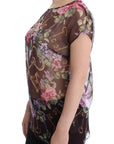 Dolce & Gabbana Elegant Floral Silk Blouse with Cap Sleeves