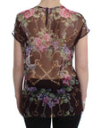 Dolce & Gabbana Elegant Floral Silk Blouse with Cap Sleeves