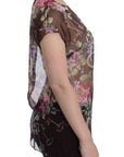 Dolce & Gabbana Elegant Floral Silk Blouse with Cap Sleeves