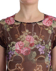 Dolce & Gabbana Elegant Floral Silk Blouse with Cap Sleeves