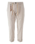 Yes Zee Beige Cotton Men Pants