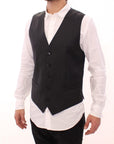 Dolce & Gabbana Elegant Gray Striped Dress Vest
