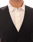Dolce & Gabbana Elegant Gray Striped Dress Vest