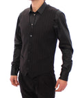 Dolce & Gabbana Elegant Black Striped Wool Dress Vest