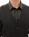 Dolce & Gabbana Elegant Black Striped Wool Dress Vest