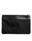 Dolce & Gabbana Multicolor Leopard Jacquard Logo Plaque Men Pouch Bag