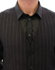 Dolce & Gabbana Sleek Gray Striped Wool Dress Vest