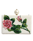 Dolce & Gabbana White Rose Floral Faux Pearl Microbag Crossbody Bag