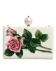 Dolce & Gabbana White Rose Floral Faux Pearl Microbag Crossbody Bag