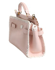 Dolce & Gabbana Light Pink Logo Plaque Soft Leather Strap Crossbody Bag
