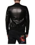 Dolce & Gabbana Black Lambskin Full Zip Biker Blouson Jacket