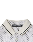 Dolce & Gabbana White Polka Dot Cotton Collared Polo T-shirt
