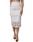 Dolce & Gabbana White Floral Lace High Waist Pencil Cut Skirt