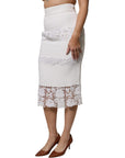 Dolce & Gabbana White Floral Lace High Waist Pencil Cut Skirt