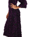 Dolce & Gabbana Elegant Fringe Sheath Dress in Purple & Black
