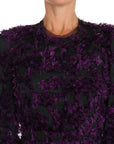 Dolce & Gabbana Elegant Fringe Sheath Dress in Purple & Black