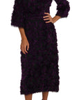 Dolce & Gabbana Elegant Fringe Sheath Dress in Purple & Black