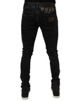 Dolce & Gabbana Black Tattered Cotton Skinny Men Denim Jeans