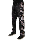 Dolce & Gabbana Black Floral Polyester Jogger Pants