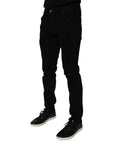 Dolce & Gabbana Black Tattered Cotton Skinny Men Denim Jeans