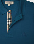 Burberry Deep Teal Blue Cotton Collared Polo Shirt