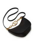 Valentino Garavani Black Leather Mini Hobo Vlogo Shoulder Bag